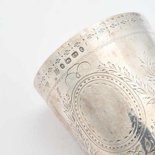 489 - A VICTORIAN SILVER BEAKER by Thomas Prime & Son, Birmingham 1877, of tapering cylindrical form, ... 