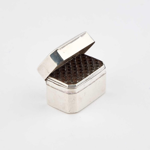 501 - A GEORGE III SILVER NUTMEG GRATER by Thomas Willmore, Birmingham 1800, rectangular with canted corne... 