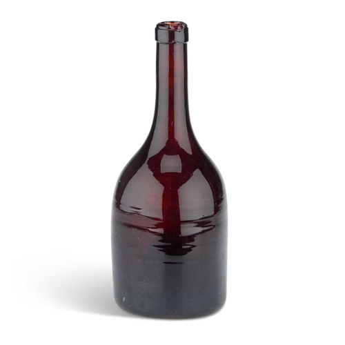 57 - A BROWN GLASS BOTTLE, CIRCA 1820 mallet-shaped with a long neck, string rim, and deep kick-in base. ... 