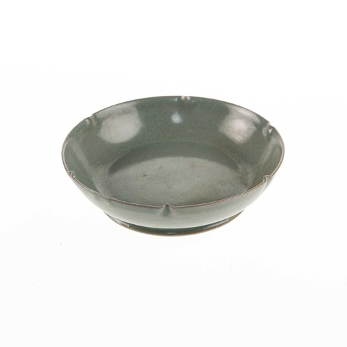 603 - A CHINESE RU-TYPE CELADON-GLAZED PETAL-RIM BRUSH WASHER probably 18th century. 14.5cm diameterIn goo... 