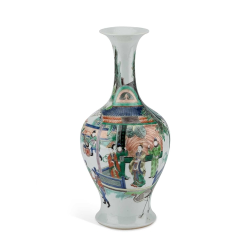 652 - A CHINESE FAMILLE VERTE VASE, LATE 19TH CENTURY the finely potted ovoid body rising to a flared neck... 