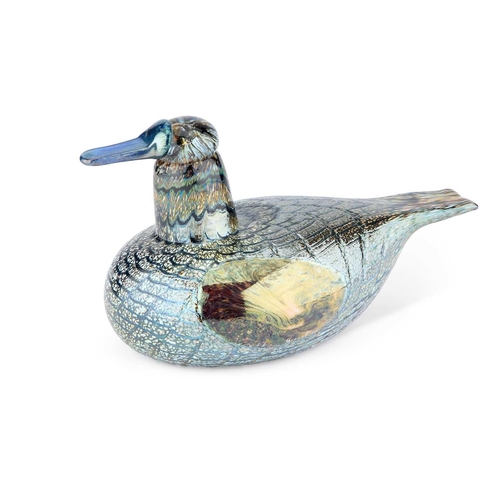 73 - AN IITTALA GLASS MODEL OF A FEMALE DUCK, DESIGNED BY OIVA TOIKKA boxed. 19.5cm long