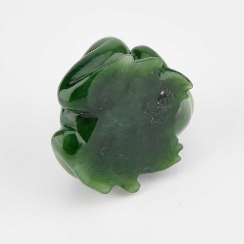 795 - A RUSSIAN JADE AND DIAMOND FROG 5.5cm long, 95 grams gross