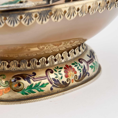 813 - A FINE VIENNESE SILVER-GILT, ENAMEL AND AGATE DISH, ATTRIBUTED TO HERMANN BÖHM (ACTIVE 1866-1922) th... 