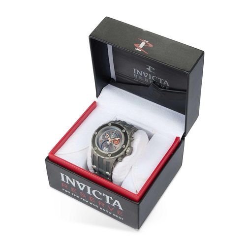 840 - A GENTS INVICTA CHRONOGRAPH SUBAQUA STRAP WATCH the grey dial signed Invicta Reserve Chronograph Ret... 