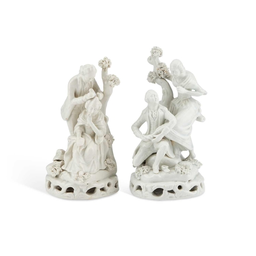 91 - A PAIR OF STAFFORDSHIRE WHITE-GLAZED FIGURE GROUPS OF A HAIRDRESSER AND A SHOEBLACK, CIRCA 1830 (2) ... 