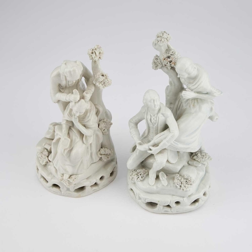 91 - A PAIR OF STAFFORDSHIRE WHITE-GLAZED FIGURE GROUPS OF A HAIRDRESSER AND A SHOEBLACK, CIRCA 1830 (2) ... 