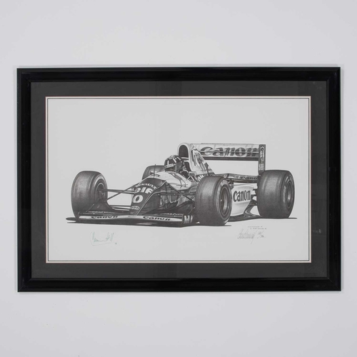 940 - ‡ ALAN STAMMERS (MODERN) THREE RACING PRINTS ONE SIGNED BY DAMON HILL Signed (one also signed by Dam... 