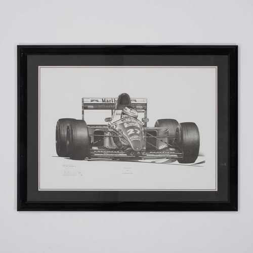 940 - ‡ ALAN STAMMERS (MODERN) THREE RACING PRINTS ONE SIGNED BY DAMON HILL Signed (one also signed by Dam... 