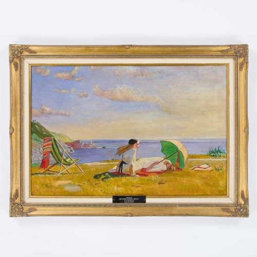 947 - ARTHUR KEMP (20TH CENTURY) A DAY AT THE BEACH Signed, inscribed verso
Oil on board(50cm x 75cm)... 