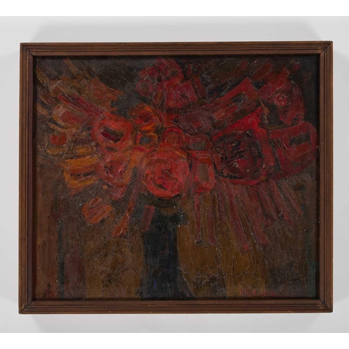 954 - ‡ HARRY HELLAWELL (1921-2004) RITUAL FLOWERPIECE Signed, label verso
Oil on board(60cm x 70cm)... 