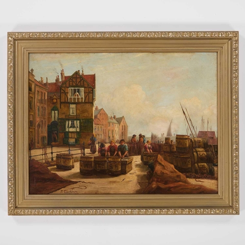 958 - R. CLARKSON (19TH/ 20TH CENTURY) SCARBOROUGH, THE GOLDEN BALL INN Signed
Oil on board(44cm x 58.5cm)... 