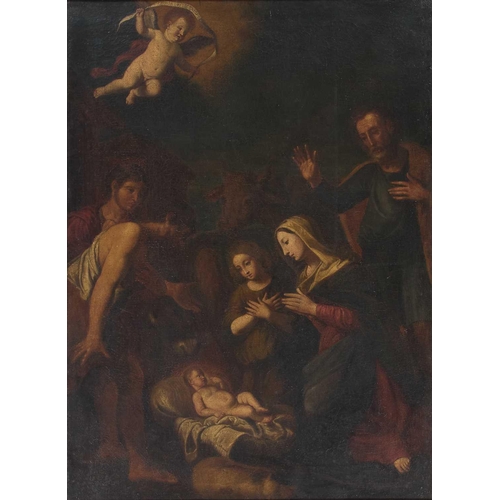 961 - 17TH CENTURY ITALIAN SCHOOL THE NATIVITY Oil on canvas(96.5cm x 71cm)