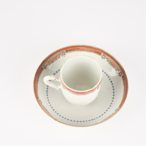 125 - AN 18TH CENTURY CHINESE FAMILLE ROSE CUP AND SAUCER each painted with a floral spray. (2) Saucer 14c... 