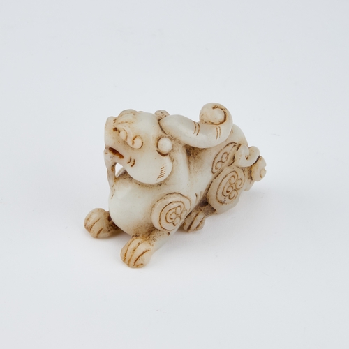 163 - A CHINESE JADE CARVING OF A BIXIE 7.8cm longIn generally good condition.