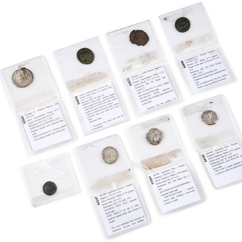 19 - A GROUP OF ANCIENT ROMAN COINAGE including two Antonius Pius (138-161 A.D.), silver; Gordian III (23... 