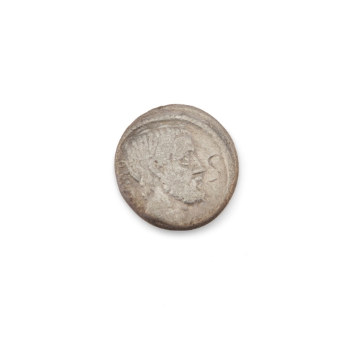 21 - ANCIENT ROMAN REPUBLIC, Q. CAEPIO BRUTUS (54 B.C.), A SILVER DENARIUS Rome mint. 17mm, 2.3g