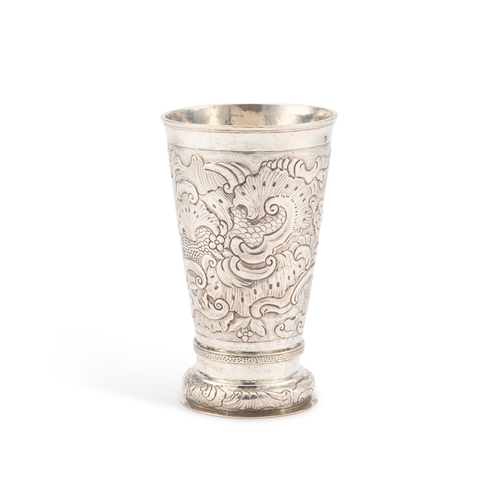 231 - AN 18TH CENTURY RUSSIAN SILVER BEAKER Moscow 17??, chased with scrolls and acanthus. 15.5cm high, 6.... 