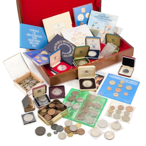 24 - A LARGE COLLECTION OF COINS including silver proof crowns and proof sets. (Qty)