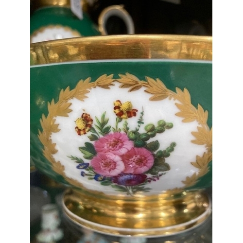 35 - A PARIS PORCELAIN EMPIRE-STYLE GREEN-GROUND AND GILT COFFEE SERVICE, MID-19TH CENTURY comprising a s... 