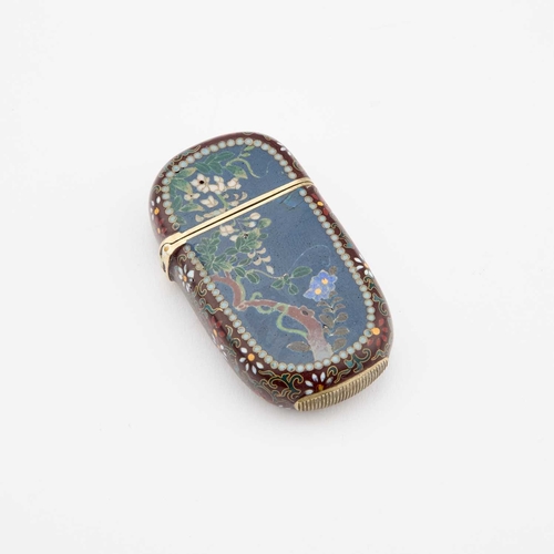 135 - A JAPANESE CLOISONNÉ ENAMEL VESTA CASE Meiji period (1868-1912), decorated with a dragon and floweri... 