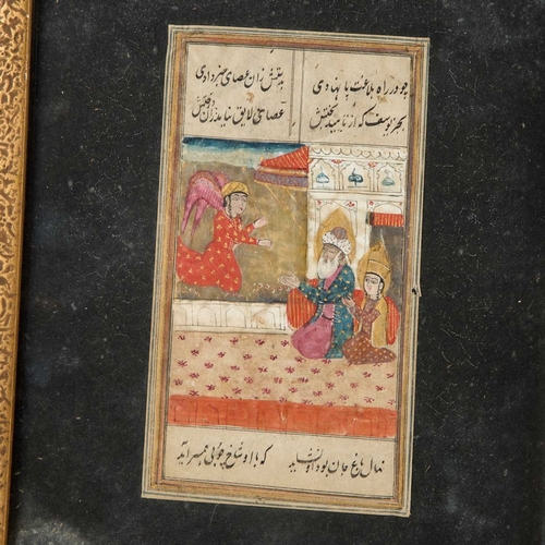 137 - TWO PAINTINGS FOR A PERSIAN MANUSCRIPT, INDO/PERSIAN, 19TH CENTURY the first depicting a visitation ... 