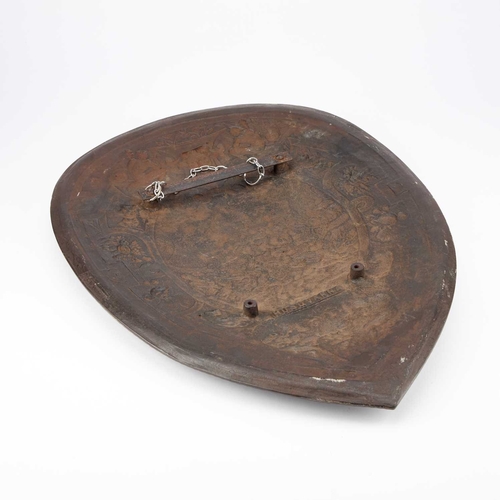 164 - HUSQVARNA, AN IRON SHIELD IN THE RENAISSANCE STYLE cast with the maker's mark to the reverse. 61cm h... 