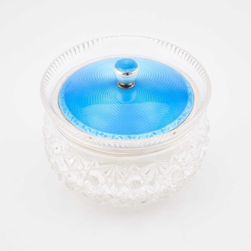 376 - A LARGE ART DECO SILVER AND ENAMEL JAR by Charles & Richard Comyns, London 1925, the circular co... 