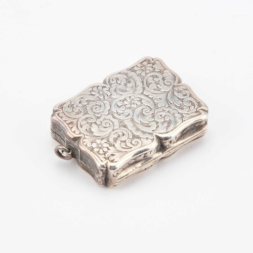 388 - AN EARLY VICTORIAN SILVER VINAIGRETTE by Nathaniel Mills, Birmingham 1839, shaped rectangular, the g... 