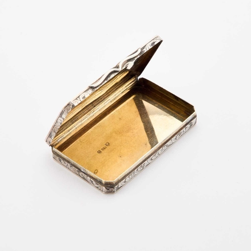 408 - AN EARLY VICTORIAN SILVER SNUFF BOX by Edward Smith, Birmingham 1842, rectangular with canted corner... 