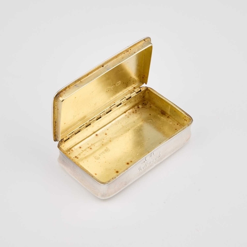 411 - A GEORGE IV SILVER SNUFF BOX by Nathaniel Mills, Birmingham 1828, of plain rectangular form with wai... 
