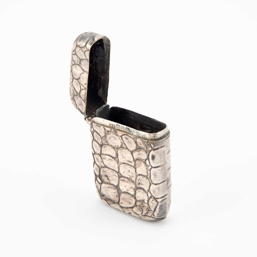 412 - A VICTORIAN SILVER 'CROCODILE SKIN' VESTA CASE by Bernard Dinwoody Wilmot, Birmingham 1892. 5.5cm by... 