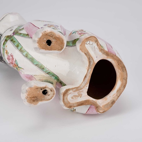 46 - EMILE GALLÉ (1846-1904), A FAIENCE CAT modelled in a seated pose, with inset green marbled glass eye... 