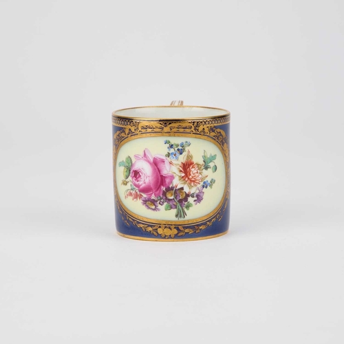 54 - A MEISSEN CABINET CUP AND SAUCER, 19TH CENTURY each painted with a floral spray and with gilt border... 