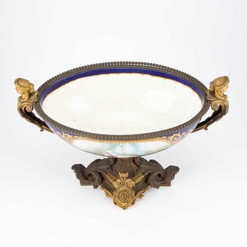 58 - A LARGE AND IMPRESSIVE 19TH CENTURY GILT BRONZE-MOUNTED PORCELAIN CENTREPIECE IN SÈVRES STYLE with t... 