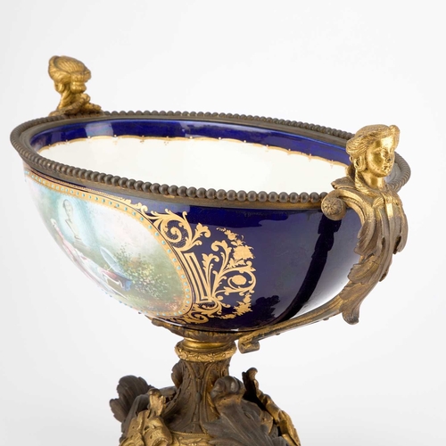 58 - A LARGE AND IMPRESSIVE 19TH CENTURY GILT BRONZE-MOUNTED PORCELAIN CENTREPIECE IN SÈVRES STYLE with t... 