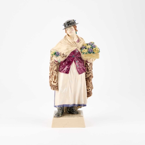 66 - A CHARLES VYSE POTTERY FIGURE, 'THE SHAWL', 1926 modelled as a street vendor, in a fringed shawl, se... 