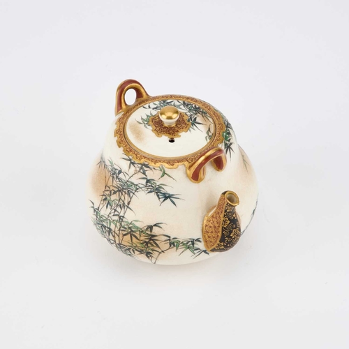 98 - A MINIATURE JAPANESE SATSUMA WINE POT BY KINKOZAN Meiji period (1868-1912), of ogee form with short ... 