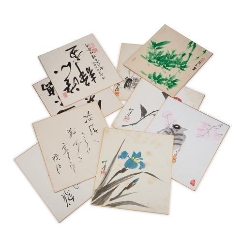 108 - A COLLECTION OF CHINESE SCHOOL CALLIGRAPHY PANELS pen and ink. (10) Each 27cm by 24.5cm