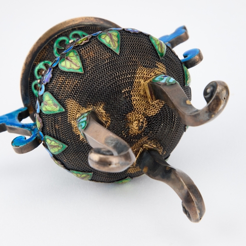 116 - A JAPANESE BRONZE MODEL OF A SCORPION together with a Chinese silver and enamel tripod vessel and a ... 