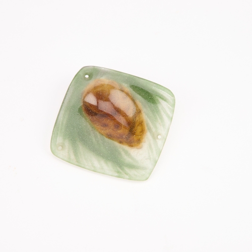 18 - A GABRIEL ARGY-ROUSSEAU PÃTE-DE-VERRE PENDANT, 'POMME DE PIN' signed GAR. 6cm square... 