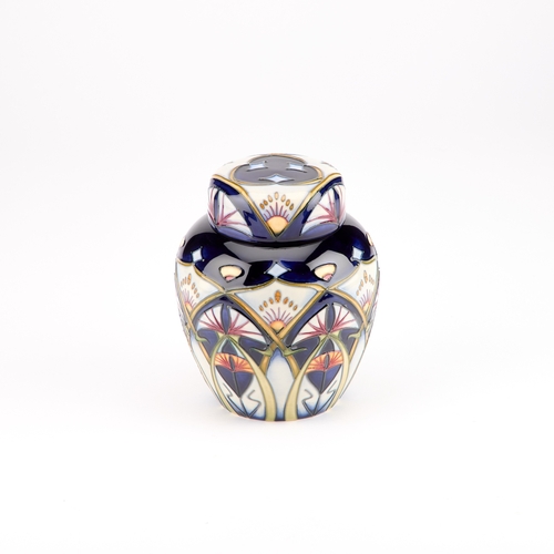 50 - A MOORCROFT 'INULA' PATTERN POTTERY GINGER JAR AND COVER designed by Rachel Bishop, produced for the... 