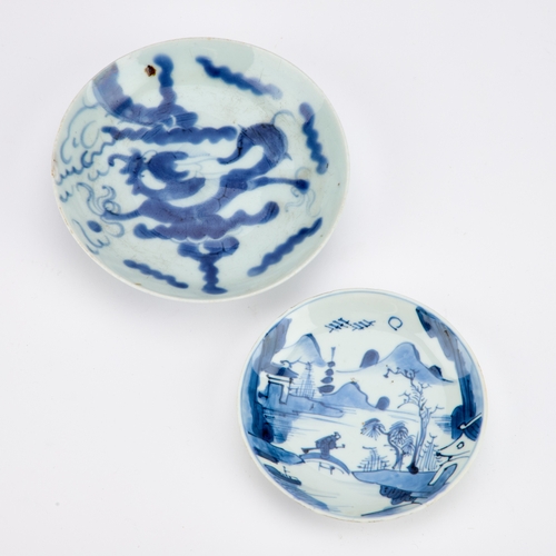 81 - TWO CHINESE BLUE AND WHITE DISHES (2) Largest 15.5cm diameter