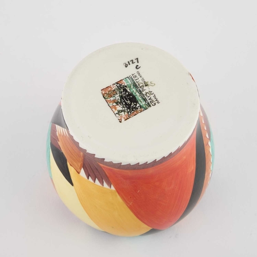 102 - SUSIE COOPER FOR GRAY'S POTTERY, A HAND-PAINTED POTTERY SUGAR BOWL with plated cover. 9.5cm high... 