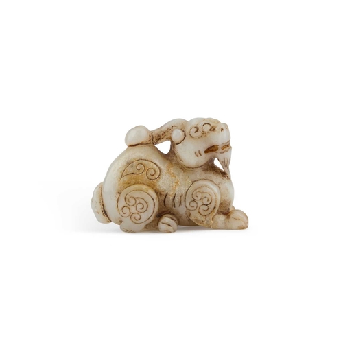 208 - A CHINESE JADE CARVING OF A BIXIE 7.8cm longIn generally good condition.