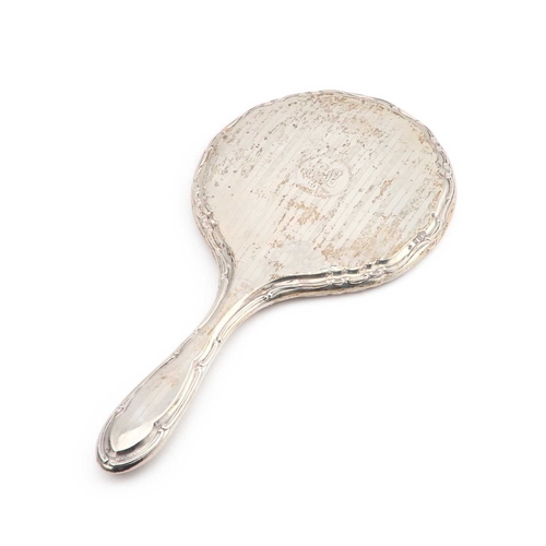 241 - A GEORGE V SILVER-MOUNTED HAND-MIRROR Birmingham 1916. 27.5cm long