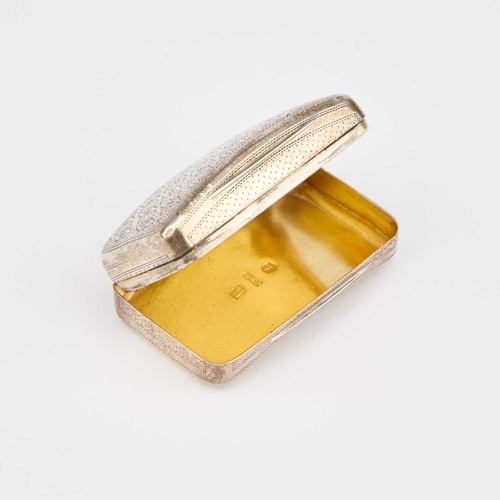 318 - A GEORGE III SILVER SNUFF BOX by Cocks & Bettridge, Birmingham 1808, rectangular, shaped for the... 