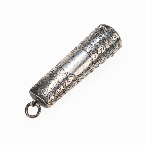 323 - A 9 CARAT GOLD MOUNTED CHEROOT HOLDER in an engraved silver case, Birmingham 1903. 8cm long overall... 