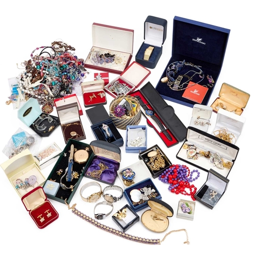 343 - A LARGE MIXED LOT OF COSTUME JEWELLERY AND WATCHES (Qty)