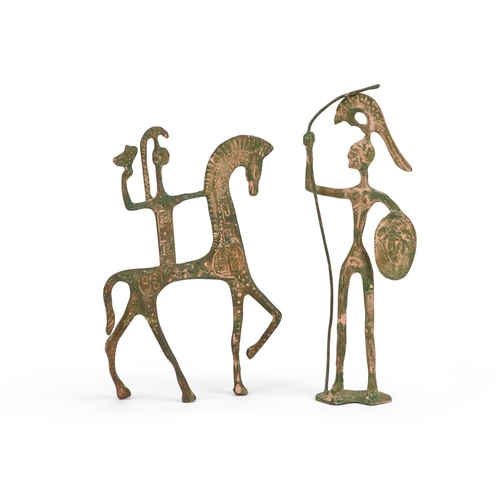 353 - TWO ETRUSCAN STYLE BRONZE FIGURES (2) Tallest 23cm